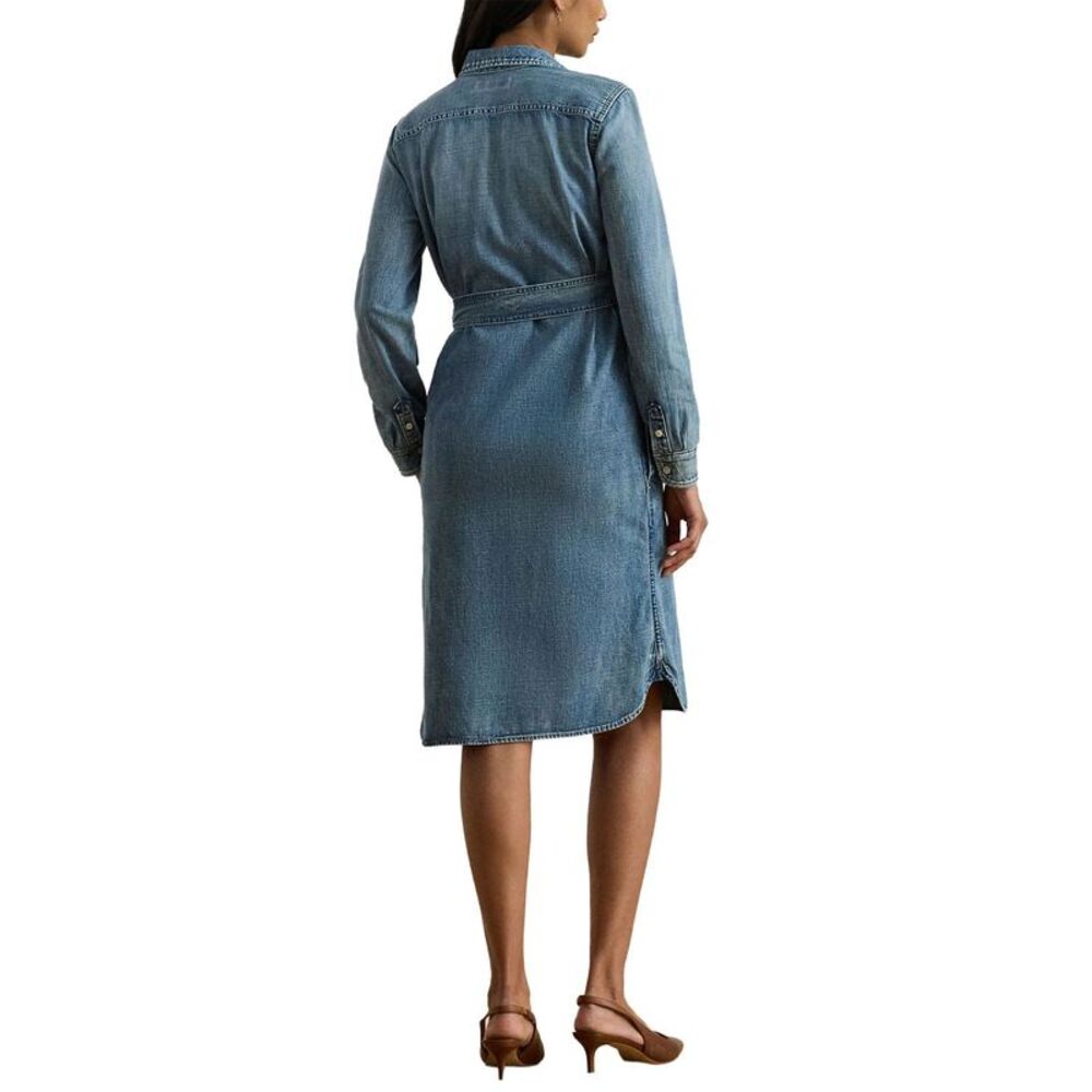 Lauren Ralph Lauren Womens Belted Denim Shirtdress Large Odwin Wash - NWT - Picture 3 of 5